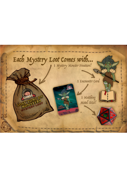 Mystery Loot - Lost Tome of Monsters - Metal D20 & Pinature & Encounter Card